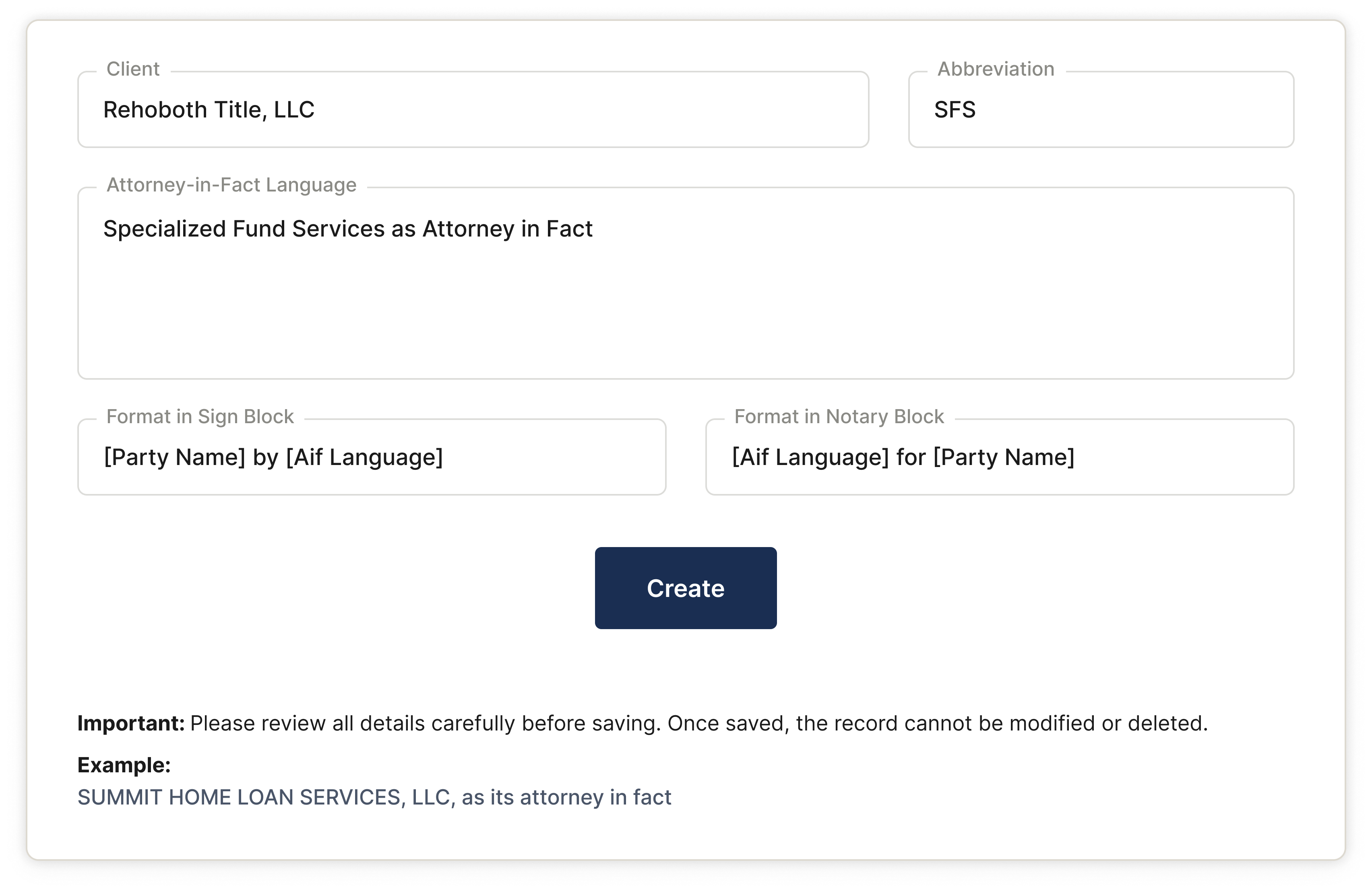 Customizable intake forms preview