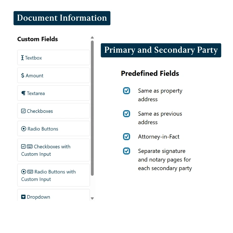 Tailored intake forms interface for real estate professionals, showing customizable client data collection fields and property information capture