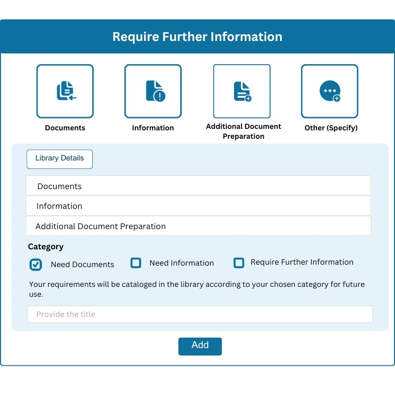 Intuitive RFI request for information feature interface for real estate professionals showing streamlined information gathering workflow
